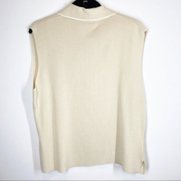 Valentino Tortoise Shell Button Sleeveless Collared Blouse - Picture 10 of 12